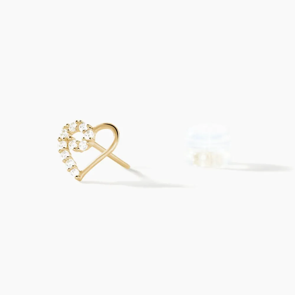 Boucles D'oreilles Puces Elsy Cœur Or Jaune Oxyde De Zirconium|Marc Orian Discount