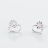 Boucles D'oreilles Puces Eluf Cœur Or Blanc Oxyde De Zirconium