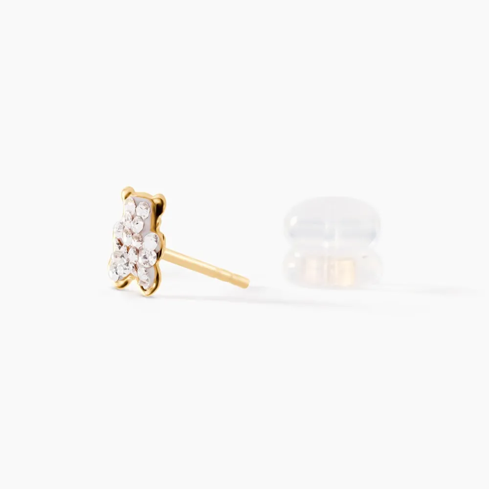 Boucles D'oreilles Puces Emerica Ours 0 Or Jaune Strass|Marc Orian Hot