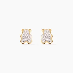 Boucles D'oreilles Puces Emerica Ours 0 Or Jaune Strass|Marc Orian Hot