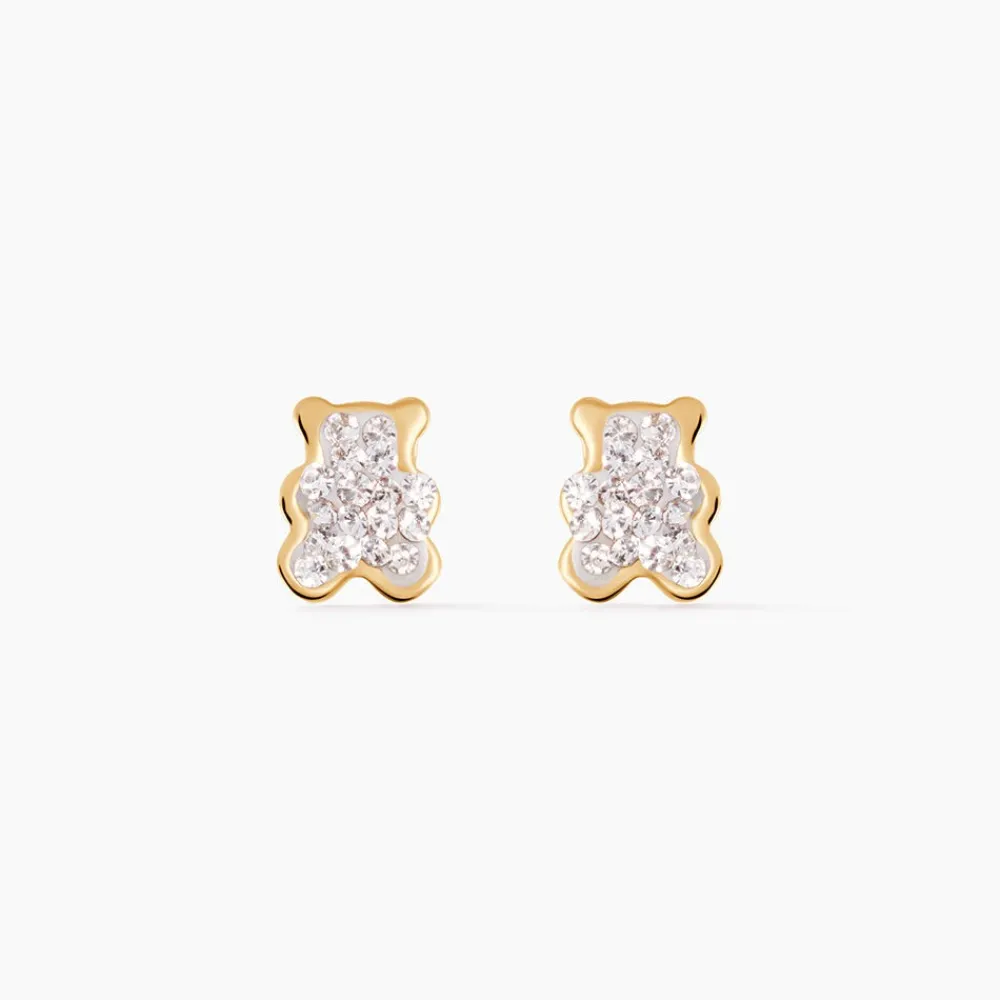 Boucles D'oreilles Puces Emerica Ours 0 Or Jaune Strass|Marc Orian Hot