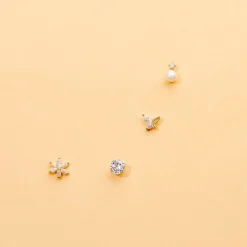 Boucles D'oreilles Puces Eolande Or Jaune Perle De Culture