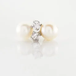 Boucles D'oreilles Puces Eolande Or Blanc Perle De Culture Et Oxyde|Marc Orian Outlet