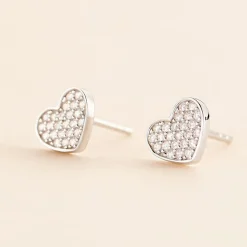 Boucles D'oreilles Puces Esperanza Argent Blanc Oxyde De Zirconium