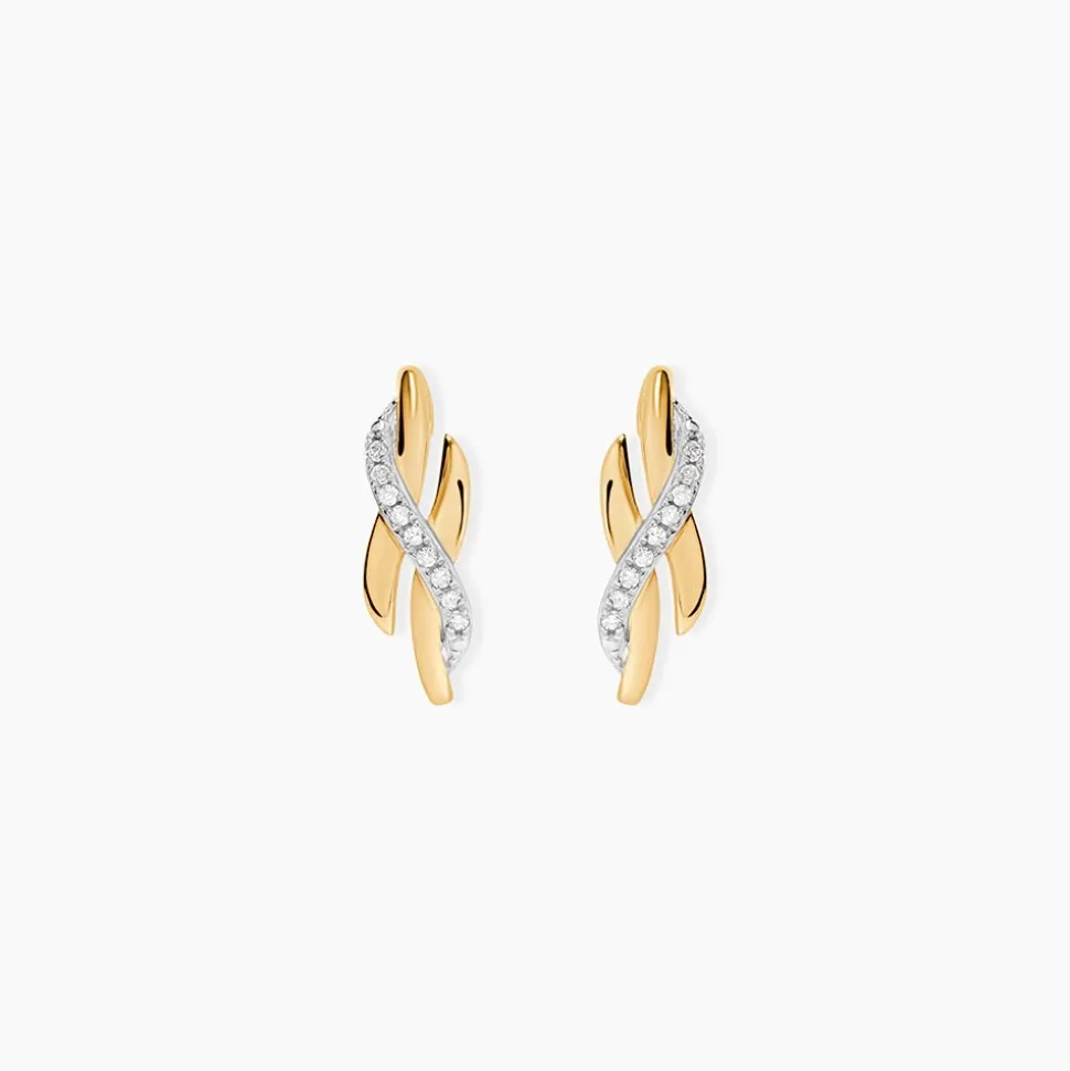 Boucles D'oreilles Puces Ester Or Jaune Diamant
