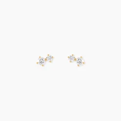 Boucles D'oreilles Puces Eugenio Or Jaune Diamant Synthétique