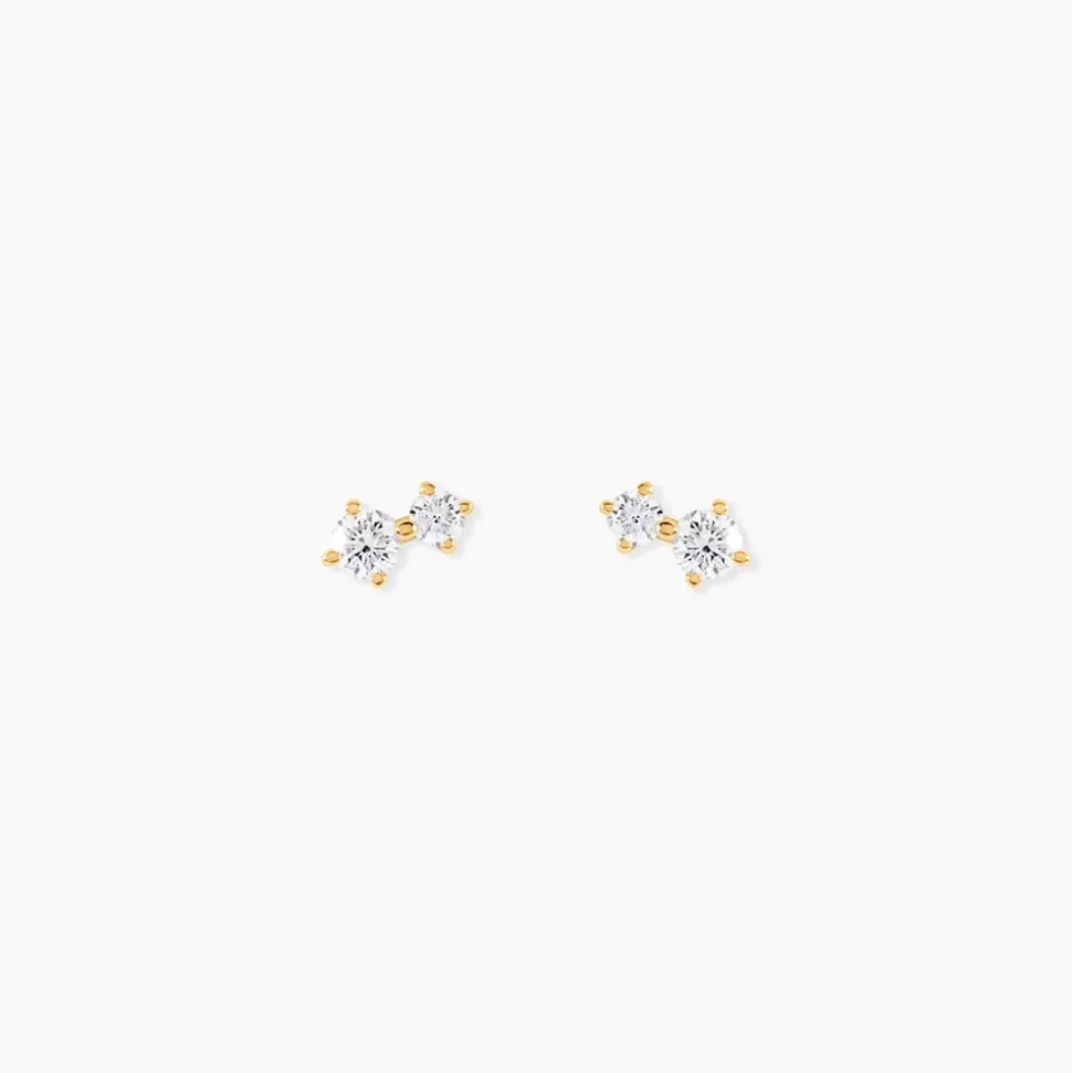 Boucles D'oreilles Puces Eugenio Or Jaune Diamant Synthétique