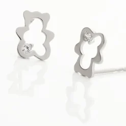 Boucles D'oreilles Puces Eusebia Ours Or Blanc Oxydes|Marc Orian Discount