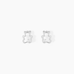 Boucles D'oreilles Puces Eusebia Ours Or Blanc Oxydes|Marc Orian Discount