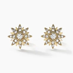 Boucles D'oreilles Puces Eva Acier Jaune Oxyde De Zirconium