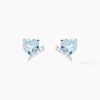 Boucles D'oreilles Puces Eva Or Blanc Topaze Et Oxyde De Zirconium