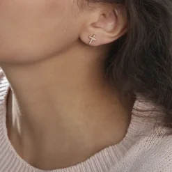 Boucles D'oreilles Puces Fatos Plaqué Or Oxydes De Zirconium|Marc Orian Online