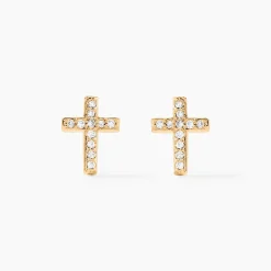 Boucles D'oreilles Puces Fatos Plaqué Or Oxydes De Zirconium|Marc Orian Online