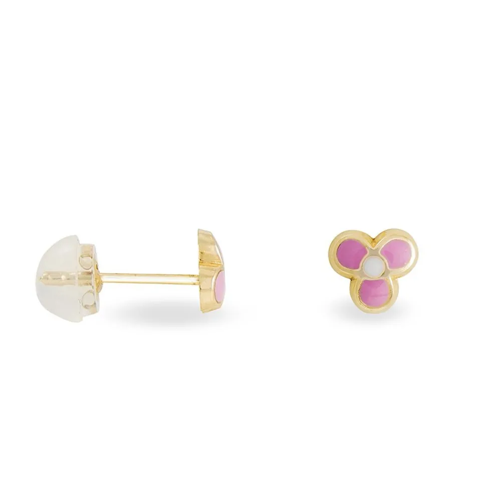 Boucles D'oreilles Puces Fleur Rose Or Jaune|Marc Orian Online