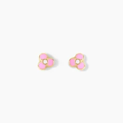 Boucles D'oreilles Puces Fleur Rose Or Jaune|Marc Orian Online
