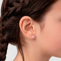 Boucles D'oreilles Puces Fleur Rose Or Jaune|Marc Orian Online