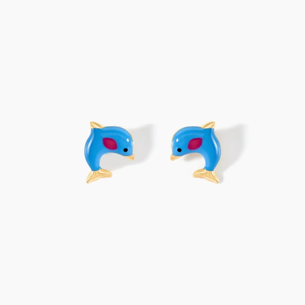 Boucles D'oreilles Puces Flipper Dauphin Or Jaune|Marc Orian Discount