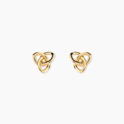 Boucles D'oreilles Puces Garnet Fleur Or Jaune