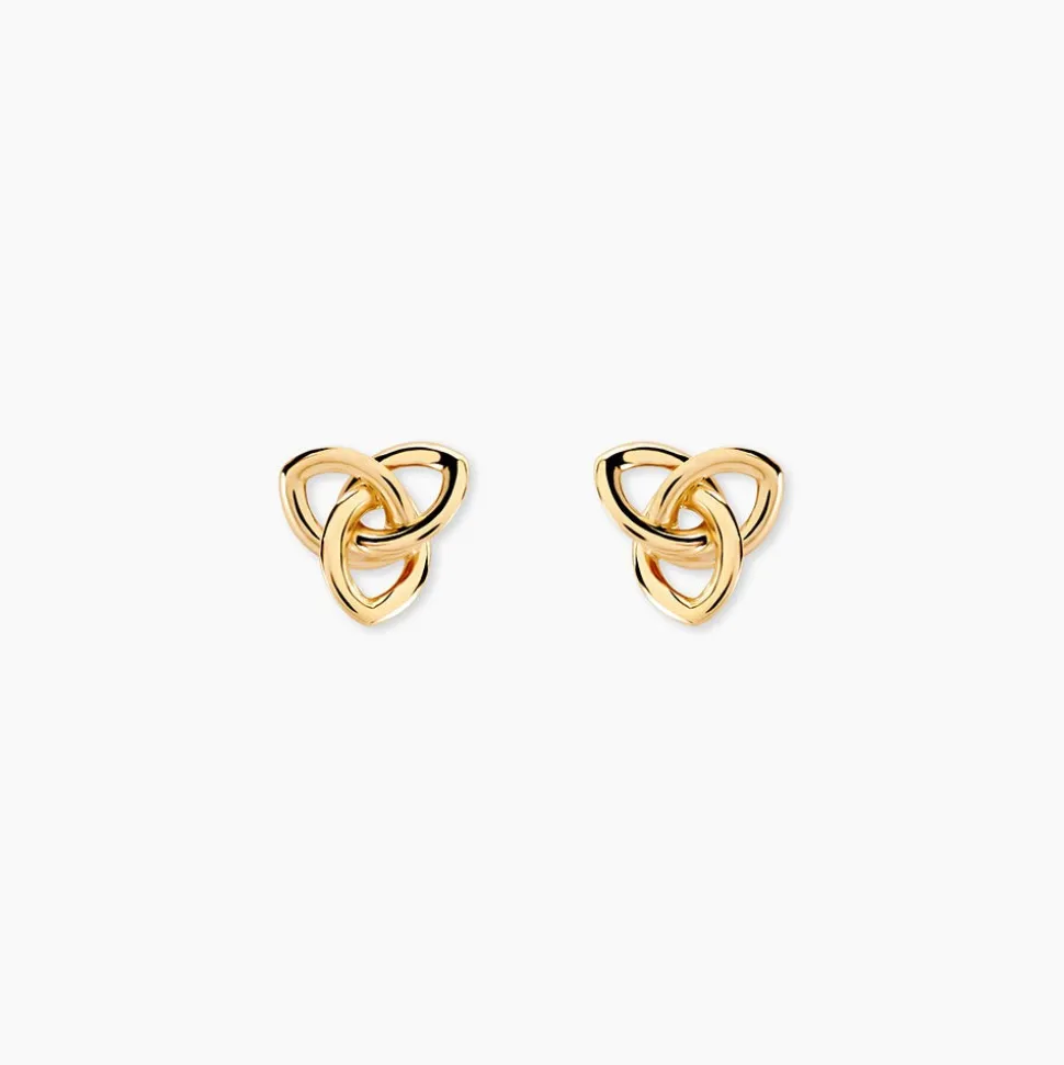 Boucles D'oreilles Puces Garnet Fleur Or Jaune