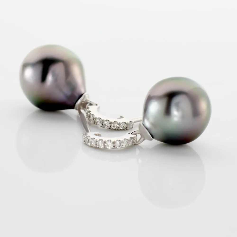 Boucles D'oreilles Puces Gatiene Or Blanc Perle De Culture Et Diamant|Marc Orian Best