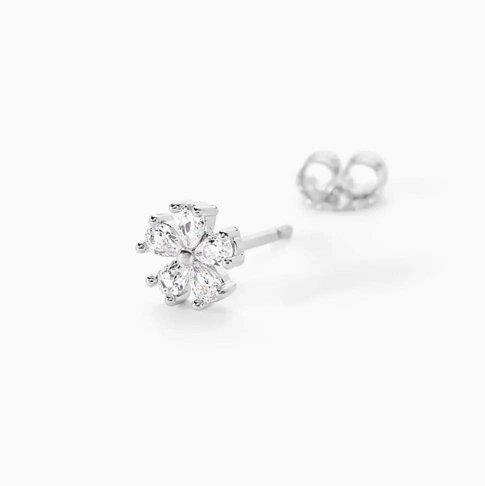 Boucles D'oreilles Puces Gisabel Argent Blanc Oxyde De Zirconium