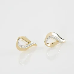 Boucles D'oreilles Puces Goccie Or Jaune Diamant