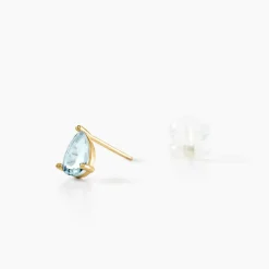 Boucles D'oreilles Puces Goutte Or Jaune Topaze