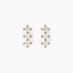 Boucles D'oreilles Puces Graziano Or Jaune Diamant Synthétique