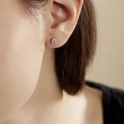 Boucles D'oreilles Puces 4 Griffes Or Blanc Diamant Synthetique|Marc Orian Best