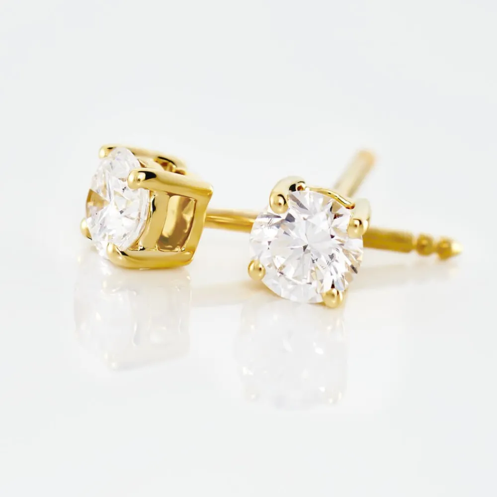 Boucles D'oreilles Puces 4 Griffes Or Jaune Diamant Synthetique|Marc Orian Discount