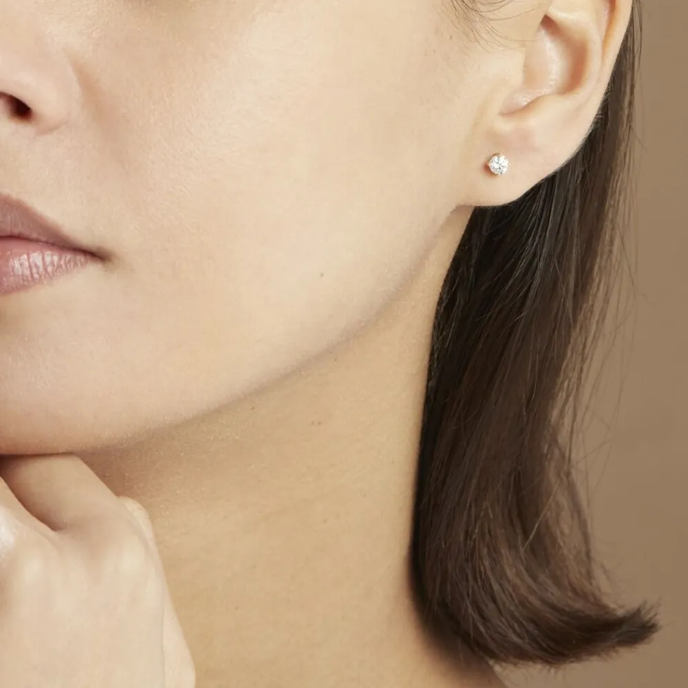 Boucles D'oreilles Puces 4 Griffes Or Jaune Diamant Synthetique|Marc Orian Discount