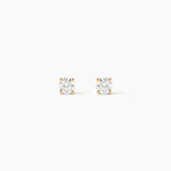 Boucles D'oreilles Puces 4 Griffes Or Jaune Diamant Synthetique|Marc Orian Discount