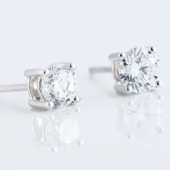 Boucles D'oreilles Puces 4 Griffes Or Blanc Diamant Synthetique|Marc Orian Sale