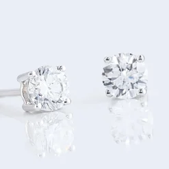 Boucles D'oreilles Puces 4 Griffes Or Blanc Diamant Synthetique|Marc Orian Sale