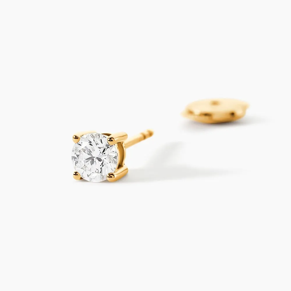 Boucles D'oreilles Puces 4 Griffes Or Jaune Diamant Synthetique|Marc Orian Hot