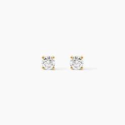 Boucles D'oreilles Puces 4 Griffes Or Jaune Diamant Synthetique|Marc Orian Hot