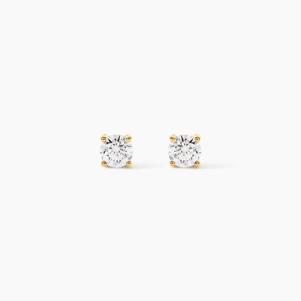 Boucles D'oreilles Puces 4 Griffes Or Jaune Diamant Synthetique|Marc Orian Hot