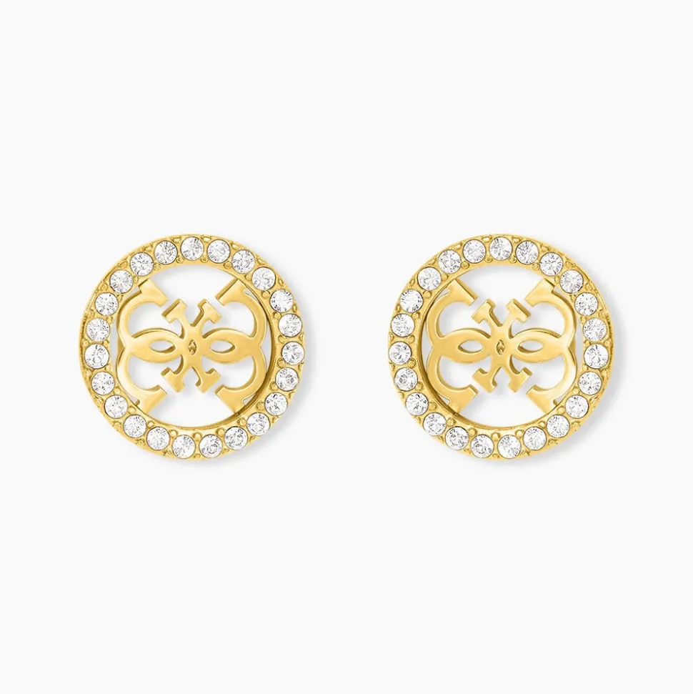 Boucles D'Oreilles Puces Guess Studs Party Acier Jaune Oxyde De Zirconium