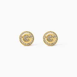 Boucles D'Oreilles Puces Guess G Crystal Acier Jaune Oxyde De Zirconium|GUESS BIJOUX Online