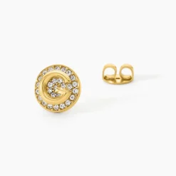 Boucles D'Oreilles Puces Guess G Crystal Acier Jaune Oxyde De Zirconium|GUESS BIJOUX Online