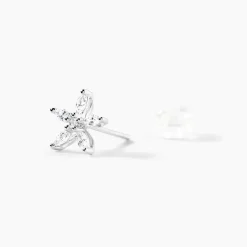 Boucles D'oreilles Puces Horcia Or Blanc Oxyde De Zirconium