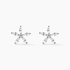 Boucles D'oreilles Puces Horcia Or Blanc Oxyde De Zirconium
