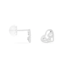Boucles D'oreilles Puces Huan Cœur De Zirconium|Marc Orian