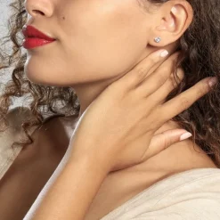 Boucles D'oreilles Puces Huan Cœur De Zirconium|Marc Orian