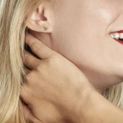 Boucles D'oreilles Puces Huan Cœur De Zirconium|Marc Orian