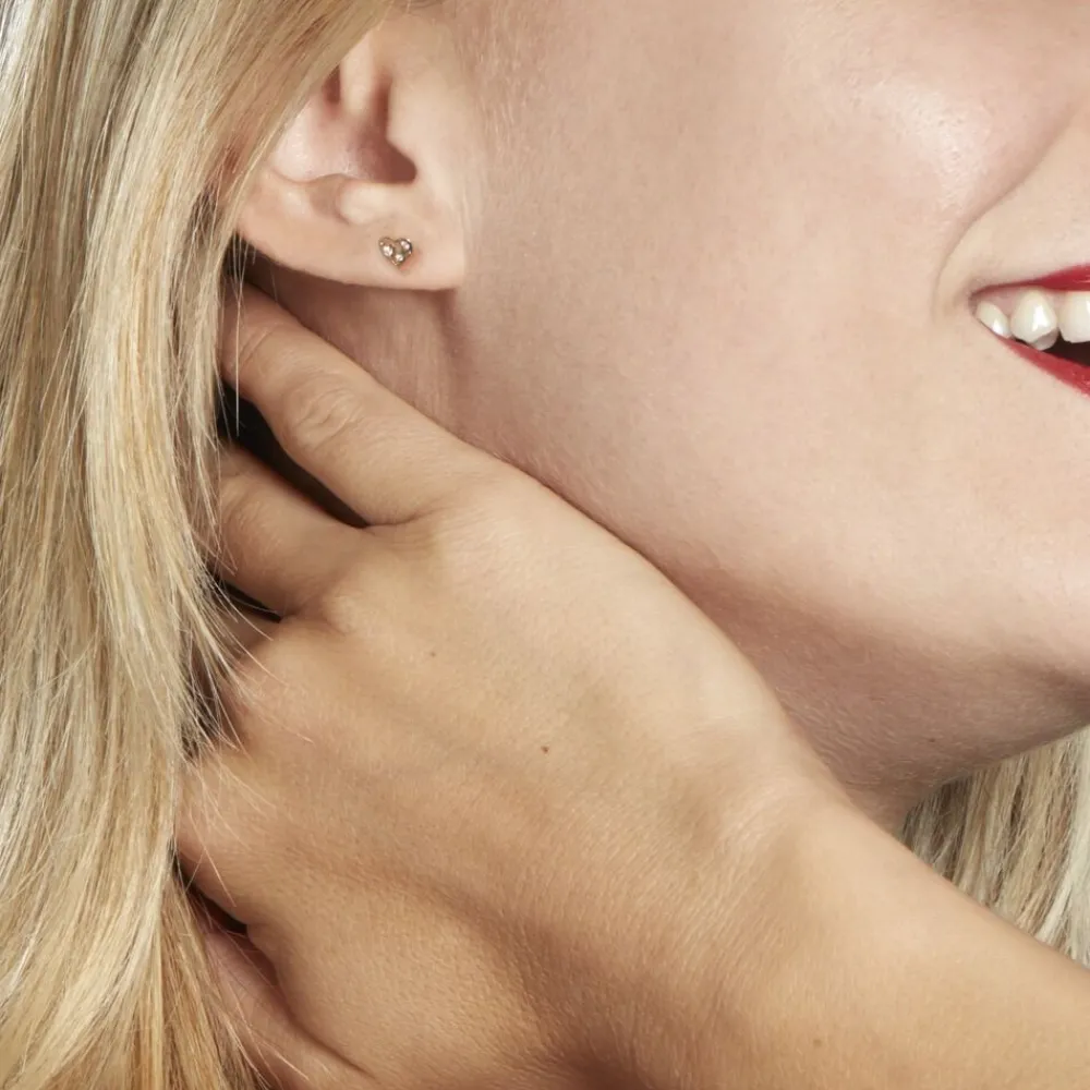 Boucles D'oreilles Puces Huan Cœur De Zirconium|Marc Orian