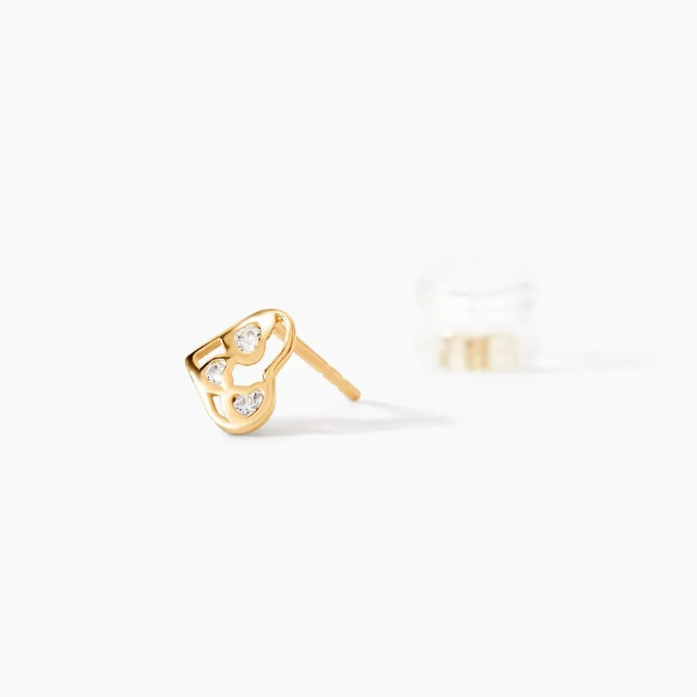 Boucles D'oreilles Puces Huan Cœur De Zirconium|Marc Orian