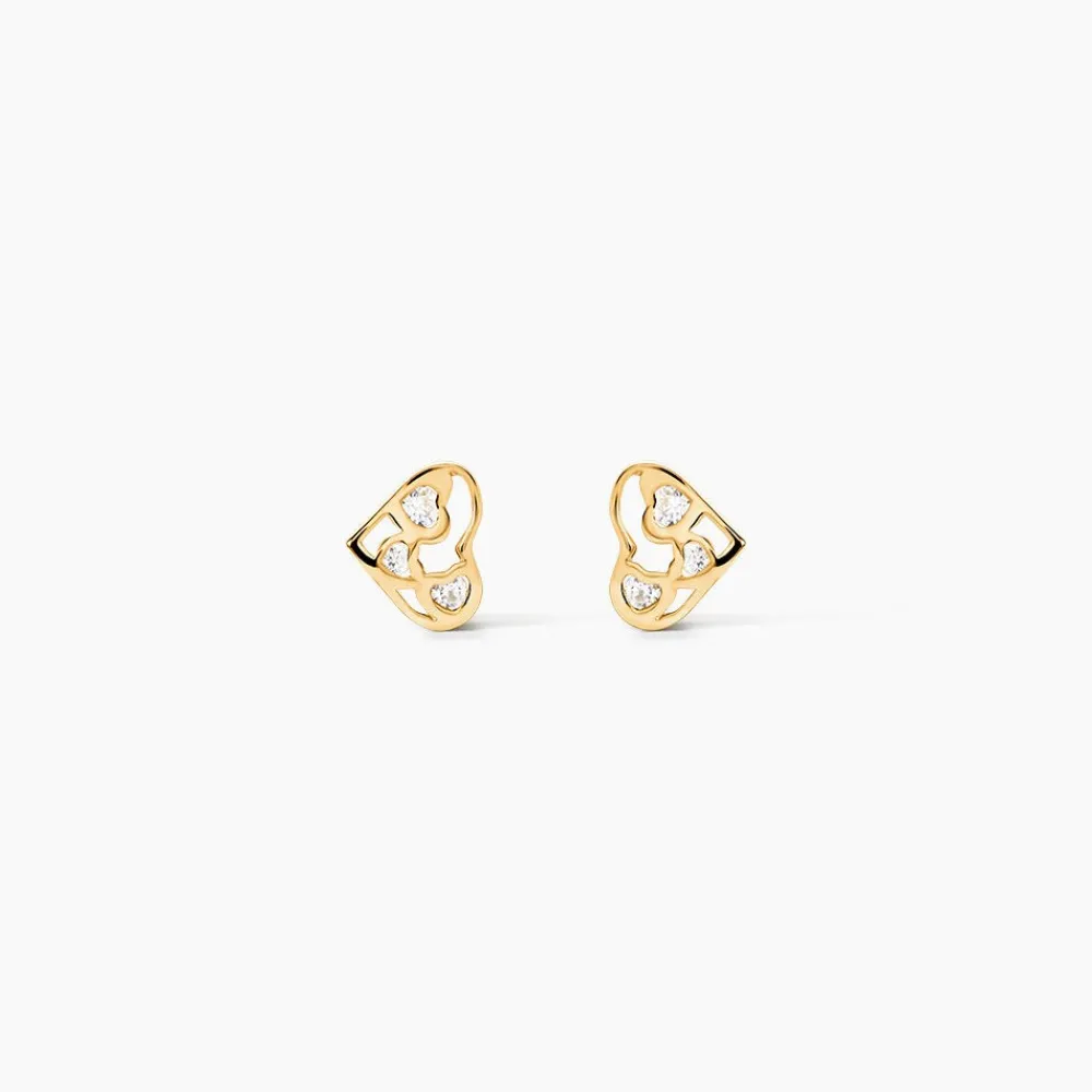 Boucles D'oreilles Puces Huan Cœur De Zirconium|Marc Orian