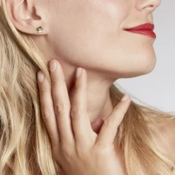 Boucles D'oreilles Puces Ilhem Fleur Or Jaune Oxyde De Zirconium