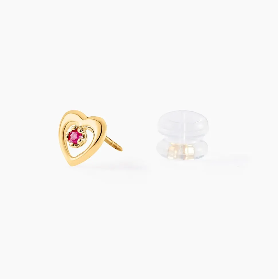 Boucles D'oreilles Puces Izild Or Jaune Rubis